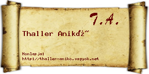 Thaller Anikó névjegykártya